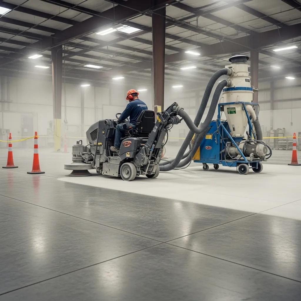 Diamond grinding creating a level, slip-resistant concrete surface
